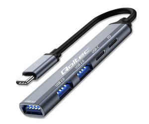 Qoltec Hub-Adapter USB-C 3.1 5w1 | USB-C PD | USB-C | 2x USB 2.0 | USB 3.0