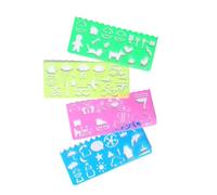 QOMJUFA 4 PCS Righello di Plastica, Righello geometrico, Aiuti creativi per l'apprendimento matematico, Righello del modello del Cerchio di Disegno, Modello di Disegno, per la Scuola l'ufficio la Casa