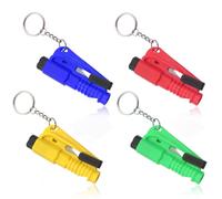 QOMJUFA 4 Pezzi Rompivetro 2-in-1 e Taglia Cintura di Sicurezza, Lo Strumento Portachiavi per Fuga di Emergenza Originale per Auto, Taglia Cinture di Sicurezza e Rompivetro