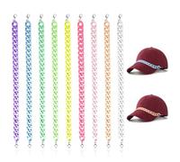 Qoncosy Confezione da 9 catene per cappelli da camionista da donna, in plastica colorata, set di ciondoli fai da te per cappelli da baseball, accessori decorativi unisex
