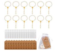 Qoncosy Il set di 36 bomboniere per battesimo include 12 mini rosari per battesimo, 12 sacchetti in organza bianca con coulisse, 12 etichette di ringraziamento per regali cristiani