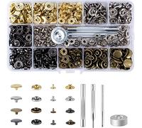 Qoosea 120 Set Bottoni Automatici in Metallo di Bottoni con 4pcs Strumenti, Bottoni Automatici a Pressione per Jeans Pelle Cuoio e Tende, per Abiti Decorazione Riparazioni Artigianal