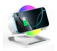 Qoosea 15W Caricatore Wireless con Altoparlante Bluetooth a Luce Notturna, Caricabatteria Senza Fili Supporto con Lampada RGB da Comodino Controllo Touch, Porta Cellulare per iPhone Samsung Google