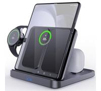 Qoosea 15W Caricatore Wireless con Samsung Z Fold 5/4/3/2, Stazione di Ricarica Wireless per Galaxy Z Flip/S24/S23/S22/iPhone/Google, Caricabatteria Senza Fili con Galaxy Watch 6/5/4/Active/Buds