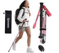 Qoosea Bastone da Trekking per Donna, 1 Pezzo Pieghevole e Regolabile 110-125 cm in Fibra di Carbonio - Bastoncino da Camminata Nordica Ultraleggero per Escursionismo, Alpinismo e Sci