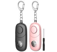 Qoosea Ciondolo Allarme Personale 135dB con Luce Stroboscopica per Donne, Bambini, Studenti, Anziani - Sicurezza d'Emergenza, Difesa Personale, Corsa Notturna, Escursionismo(Rosa+Nero)