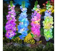 Qoosea Lampade Solari da Giardino, 4 Pezzi 4 Colore Luci Fiore Solare, 2 Modalità Luci Solari da Giardino Decorative con 80 LED, Impermeabile Decorazioni di Patio,Nozze,Gazebo,Regalo Festa Della