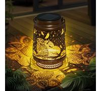 Qoosea Lanterne Solari da Esterno Gufo Decorative LED Luci da Giardino in Metallo con Ganci IP65 Impermeabile Lanterna Solare Lampade Solari da Giardino Decorazioni