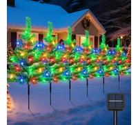Qoosea Luci Natalizie Solari a Piantana ad Albero 6 IN 1 120 LED 8 Modalità Luci da Giardino Solari con Fragole Colorate Accessori Natale per Giardino Percorso Decorazioni Natalizie