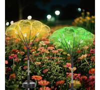 Qoosea Luci Solari da Giardino, 2 Pezzi Lampade Solari Medusa LED, Luce Solare Esterna Impermeabili per la Decorazione del Cortile, Giardino Patio e Camminamento San Valentino Regali di Compleanno