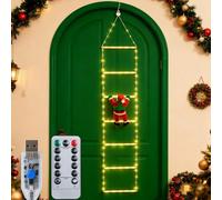 Qoosea Luci Stringa Scala Natale, 1.7M LED Babbo Natale Scala Catena Luminosa 8 Modalità USB, Impermeabile Luci Fatate Natalizie per Giardino, Finestre, Balcone, Esterno ed Interno Decorazione