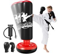 Qoosea Sacco da Boxe per Bambini 6-12 Anni, 160cm Stabile Sacco da Boxe Gonfiabile con Guanti da Boxe, Pratica di Taekwondo Karate Attrezzatura da Allenamento MMA, Regalo per Ragazzi Ragazze