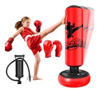 Qoosea Sacco da Boxe per Bambini 6-12 Anni, 160cm Stabile Sacco da Boxe Gonfiabile con Guanti da Boxe, Pratica di Taekwondo Karate Attrezzatura da Allenamento MMA, Regalo per Ragazzi Ragazze