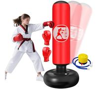 Qoosea Sacco da Boxe per Bambini 6-12 Anni, 160cm Stabile Sacco da Boxe Gonfiabile con Guanti da Boxe, Pratica di Taekwondo Karate Attrezzatura da Allenamento MMA, Regalo per Ragazzi Ragazze