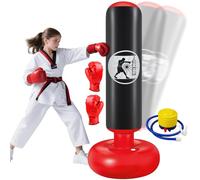 Qoosea Sacco da Boxe per Bambini 6-12 Anni, 160cm Stabile Sacco da Boxe Gonfiabile con Guanti da Boxe, Pratica di Taekwondo Karate Attrezzatura da Allenamento MMA, Regalo per Ragazzi Ragazze