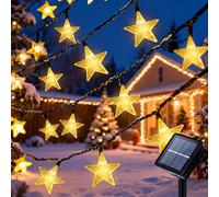 Qoosea Solare Luci Stringa Stella Natale Esterno, 8M 40 LED Stella Catena Luminosa 8 Modalità Impermeabile, Solari Luci Fatate per Natale, Matrimoni, Giardino, Feste, Esterno Decorazione, Bianco Caldo