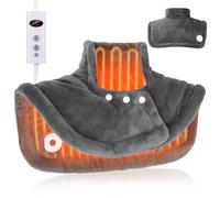 Qoosea Termoforo Cervicale Elettrico per Spalle, Cuscino Cervicale Riscaldante con 10 Livelli di Temperatura, 9 Spegnimento Automatico Cuscino Termico per Dolori Muscolari, Lavabile in Macchina