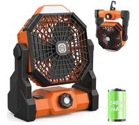 Qoosea Ventilatore da Campeggio 3 in 1 Ventilatore USB-C per Tenda 24000mAh Ricaricabile Ventilatore Portatile da Soffitto o da Scrivania con LED e Gancio per Esterno Pesca Auto Casa Ufficio BBQ