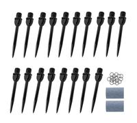 QOOSIKICC 18 PzPunte Freccettes, Darts Punte Morbide per Freccette, Punte per Freccette in Plastica di Ricambio con Filettatura 2BA, con 50 O-Ring e 2 Pietre per affilare(Nere)