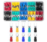 QOOSIKICC 200 Pezzi Capicorda Elettrici, Connettori Elettrici Terminali Assortiti Kit, Capicorda a Crimpare, Forcella, Occhiello Anello Isolati Capicorda Crimpatrice Crimp Capocorda Set
