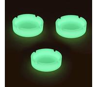 QOPAHI Portaceneri Luminoso in Silicone per Esterni, in Gomma Siliconica di Alta Qualità, Resistente alle Alte Temperature, Design Rotondo, si Illumina al Buio, Confezione da 3