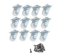 QOPAHI Ruote girevoli da 25 mm con base in gomma, cuscinetti a sfera, ruote singole per mobili, ruote resistenti per spostare oggetti pesanti (confezione da 12)