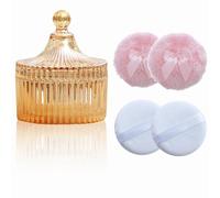 Qopoto 5 contenitori grandi per cipria e cipria, custodia in cristallo per cipria, applicatore per cipria, con scatola per viso e corpo (ambra, yurta)