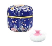 Qopoto Sbuffo per cipria e contenitore per cipria, da donna, per bagno e viaggio (blu scuro)