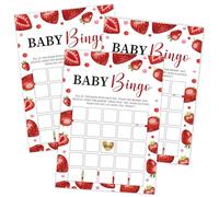 Qoqxjodd Strawberry Baby Bingo Game, Baby Shower Game, confezione da 30 carte da gioco, genere neutro ragazzo o ragazza, divertente gioco e attività per bambini - FA14