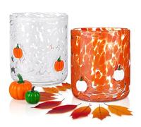 Qosigote 2026 New 2 Pcs Halloween Icon Juice Glasses, 14oz Icon Stemless Drinking Pumpkin Glasses Set, Wine Glasses, Halloween decorations, Ideal for Gift & Party Drinkware (A-2)