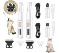 Qosigote 3 In 1 Electric Dog Trimmer, Trimmer,Rechargeable Waterproof With Led Light, Low Noise For Trimming Dog's Hair Around Paws, Eyes, Ears, Face, Rump (2PCS)