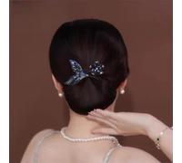 Qosigote Peacock Display Angel Wings Elegant Hair Bun Maker, Bun Makers For Women's Hair, Style Elegant Lazy Hair Curler, Hair Bun Maker, Ocean Blue Feather Hairpin Elegant Hair Accessories (A)