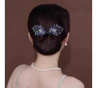 Qosigote Peacock Display Angel Wings Elegant Hair Bun Maker, Bun Makers For Women's Hair, Style Elegant Lazy Hair Curler, Hair Bun Maker, Ocean Blue Feather Hairpin Elegant Hair Accessories (N)