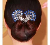 Qosigote Peacock Display Angel Wings Elegant Hair Bun Maker, Bun Makers For Women's Hair, Style Elegant Lazy Hair Curler, Hair Bun Maker, Ocean Blue Feather Hairpin Elegant Hair Accessories (D)