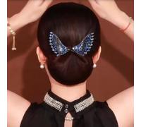 Qosigote Peacock Display Angel Wings Elegant Hair Bun Maker, Bun Makers For Women's Hair, Style Elegant Lazy Hair Curler, Hair Bun Maker, Ocean Blue Feather Hairpin Elegant Hair Accessories (S)