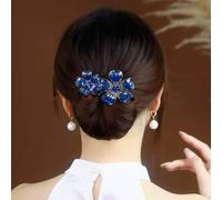 Qosigote Peacock Display Angel Wings Elegant Hair Bun Maker, Bun Makers For Women's Hair, Style Elegant Lazy Hair Curler, Hair Bun Maker, Ocean Blue Feather Hairpin Elegant Hair Accessories (V)