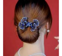 Qosigote Peacock Display Angel Wings Elegant Hair Bun Maker, Bun Makers For Women's Hair, Style Elegant Lazy Hair Curler, Hair Bun Maker, Ocean Blue Feather Hairpin Elegant Hair Accessories (I)