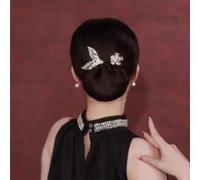 Qosigote Peacock Display Angel Wings Elegant Hair Bun Maker, Bun Makers For Women's Hair, Style Elegant Lazy Hair Curler, Hair Bun Maker, Ocean Blue Feather Hairpin Elegant Hair Accessories (G)