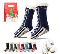 Qosigote Ultra-thick Cashmere Slipper Home Socks, womens fluffy socks, Non Slip, stylish and comfortable, for Causal Home, sleeping, Christmas gifts (Cyan)