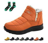 Qosigote Women’S Insulated Snow Boots, Fur Lined Winter Boots For Women Waterproof, Non-Slip, Comfortable Warm Winter Shoes (orange,35)