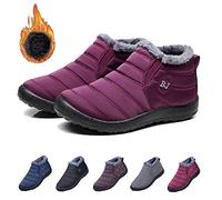 Qosneoun Boojoy Shoes, Boojoy Winter Boots, Bj Boots Women Men Winter Snow Boots Waterproof Anti-slip Ankle Booties Outdoor Warm Lined Shoes (Red, numeric_40)