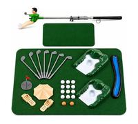 Qosneoun Tiny Golfer Game Set, Miniature Tabletop Golf Course Desk Toy, Indoor Mini Golf Obstacles Kit, Stress Relief Fun Gift for Dad and Coworkers (Green)