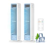 Qosneoun Tower Fan for Bedroom, Oscillating Cooling Fan with Adjustable 100 Gear, Low Noise Smart Room Fan with Remote, Digital Display & 12H Timer, Oscillating Function, for Room, Home,Office (2pcs)