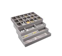 QoTang 4 contenitori per gioielli, cassetti, impilabili, in velluto, per riporre e presentare, orecchini, collane, bracciali, anelli, grigio, 21,2 x 12 x 2,3 cm