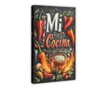 QOTOPGPG Mi Cocina - Poster decorativo da parete in tela, motivo: cibo messicano, decorazione per camera da letto, ufficio, camera da letto, regalo, 50 x 75 cm