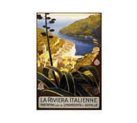 QOTOPGPG Poster vintage su tela, motivo: La Riviera Italienne, decorazione per camera da letto, ufficio, camera da letto, regalo, 20 x 30 cm