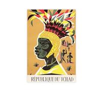 QOTOPGPG Poster vintage su tela, motivo: Republique Du Tchad Africa, decorazione per camera da letto, ufficio, camera da letto, regalo, 40 x 60 cm