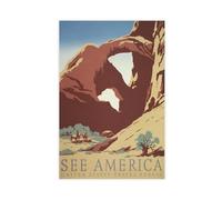 QOTOPGPG Poster vintage su tela, motivo: See America Arches, decorazione per camera da letto, ufficio, camera da letto, regalo, 30 x 45 cm