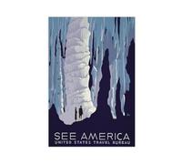 QOTOPGPG Poster vintage su tela, motivo: See America WPA, decorazione per camera da letto, ufficio, stanza, regalo, 60 x 90 cm
