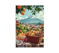 QOTOPGPG Puebla - Stampa artistica su tela, motivo: cestino da picnic, decorazione per camera da letto, ufficio, camera da letto, regalo, 40 x 60 cm